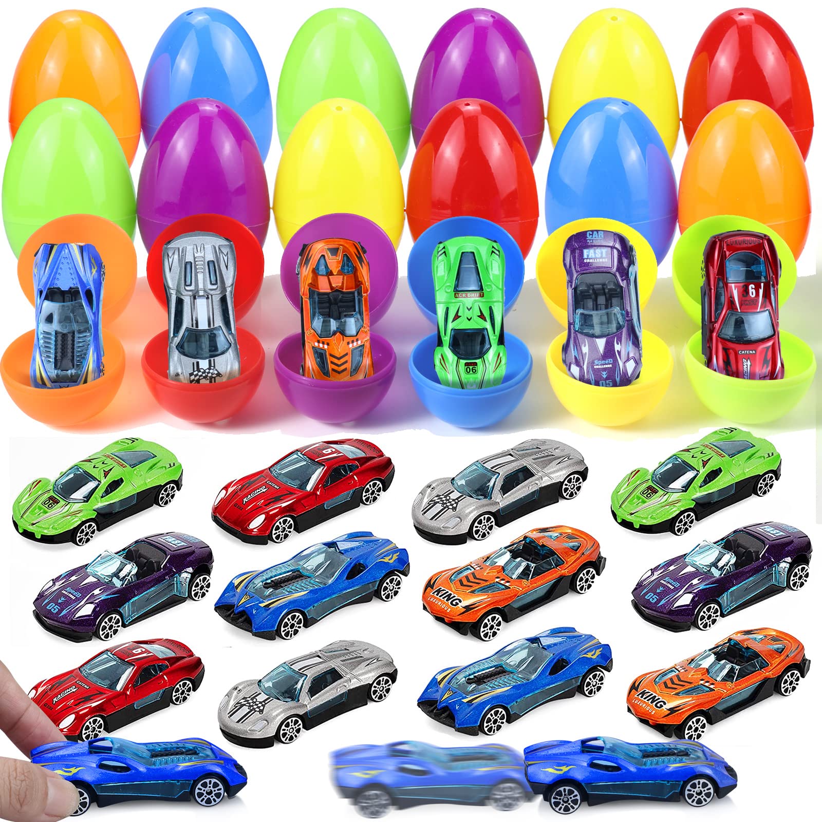OCHIDO Easter eggs filled with die-cast cars for exciting egg hunts