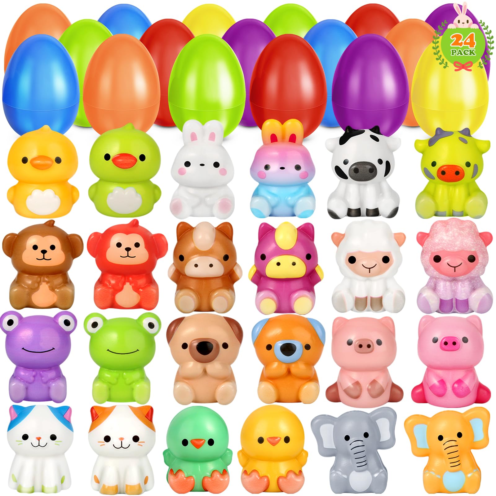 OCHIDO 24-pack Easter eggs with animal toys for exciting egg hunts