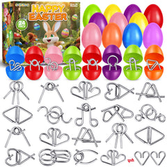 OCHIDO Easter eggs 24-pack with colorful shells concealing brain teaser toys for engaging hunts.