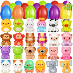 OCHIDO 24-pack Easter eggs with animal toys for exciting egg hunts