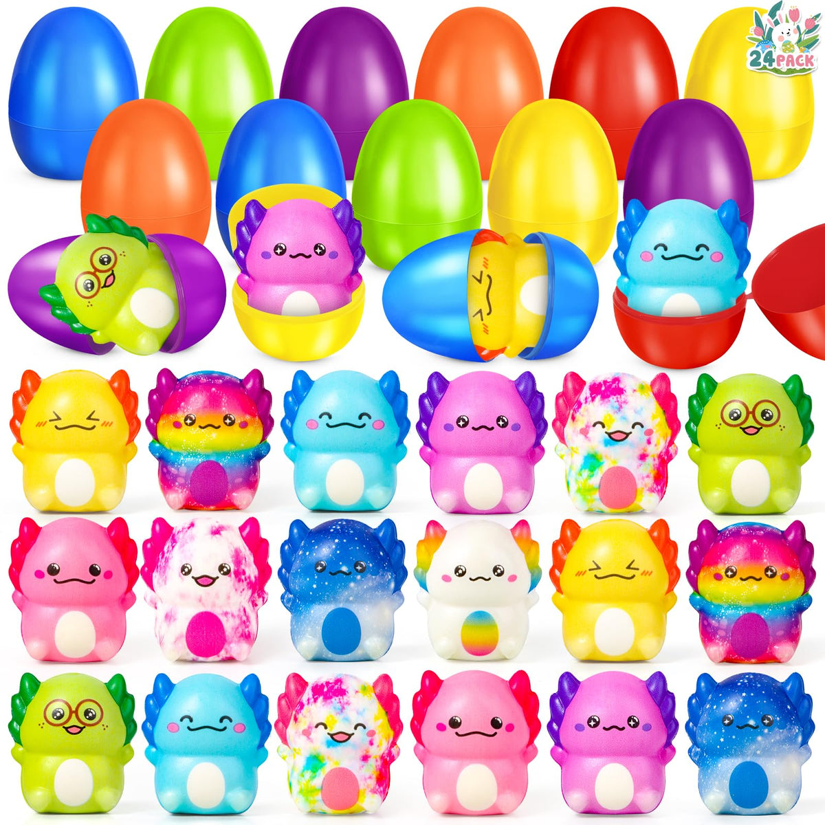 OCHIDO Easter egg with Axolotl squeeze toy for colorful sensory play