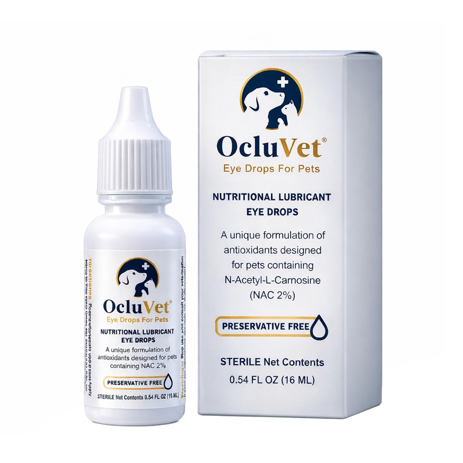 OcluVet Eye Drops for Pets bottle ready for daily eye care and comfort.