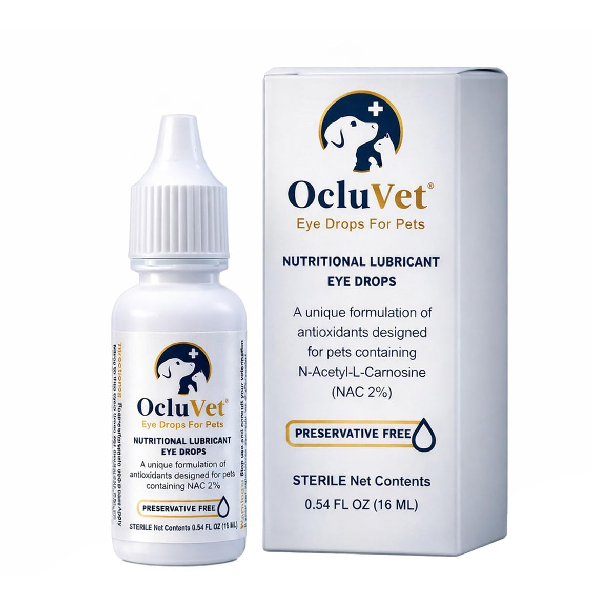 OcluVet Eye Drops for Pets bottle ready for daily eye care and comfort.