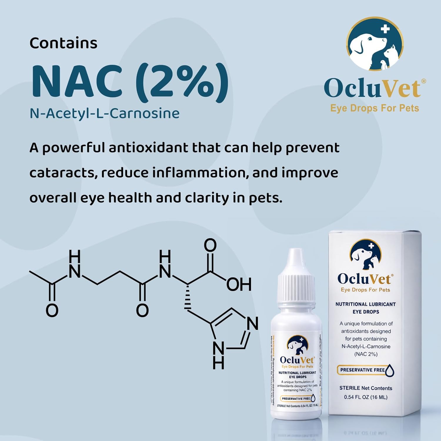 Close-up of OcluVet dropper highlighting precise, gentle administration.