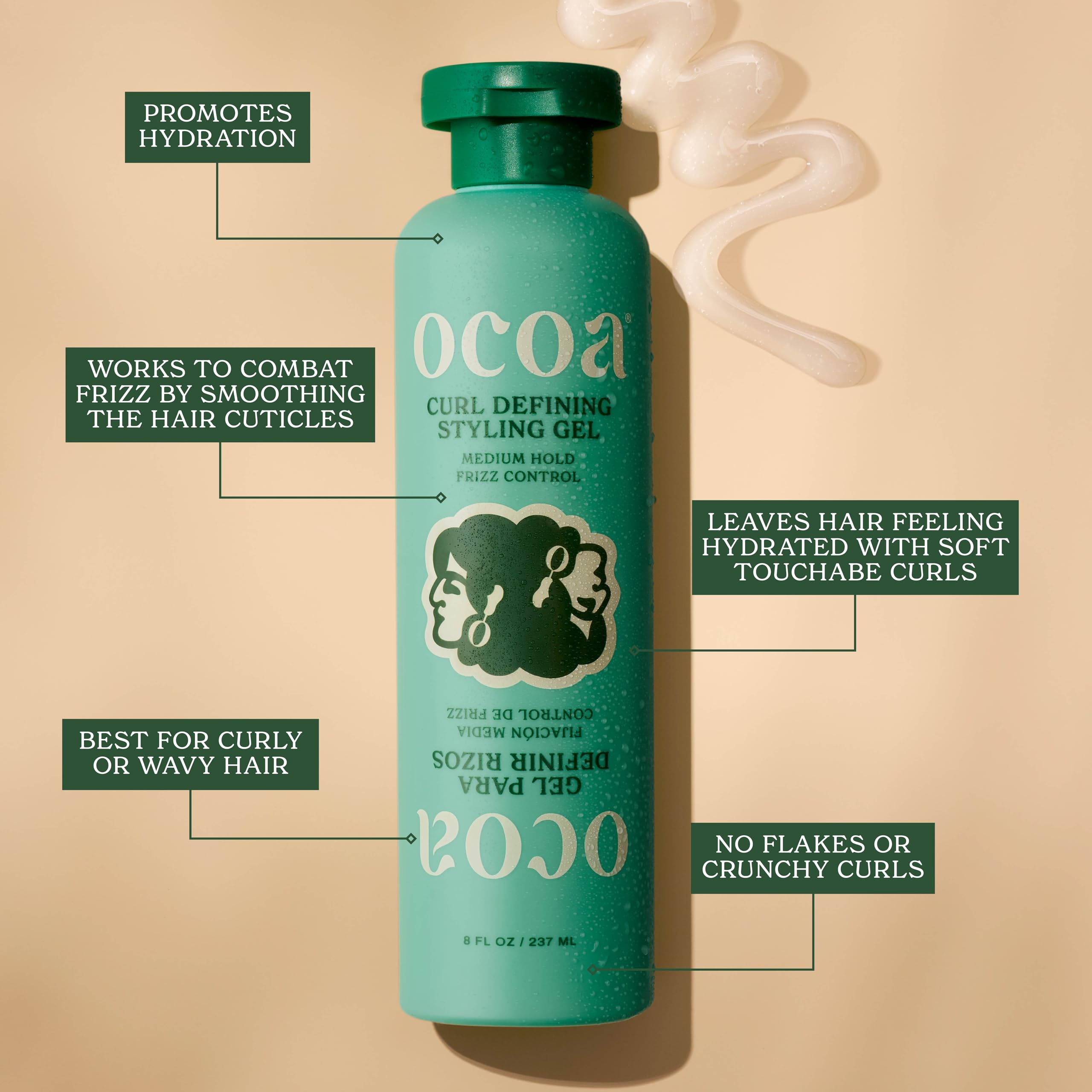 Closeup of OCOA Curl Defining Gel jar showing creamy texture for smooth application