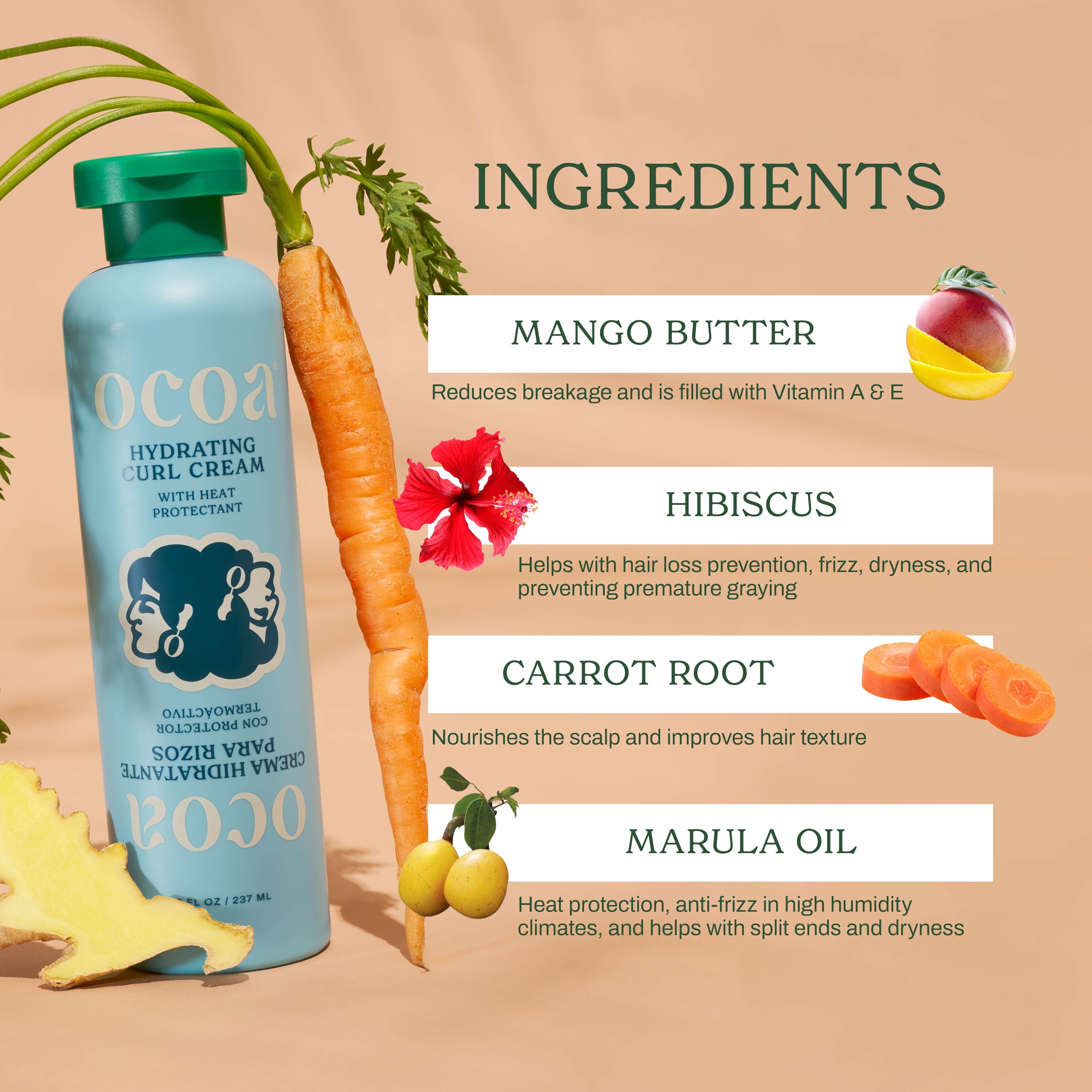 OCOA Heat protection 350F label on product for safer styling.
