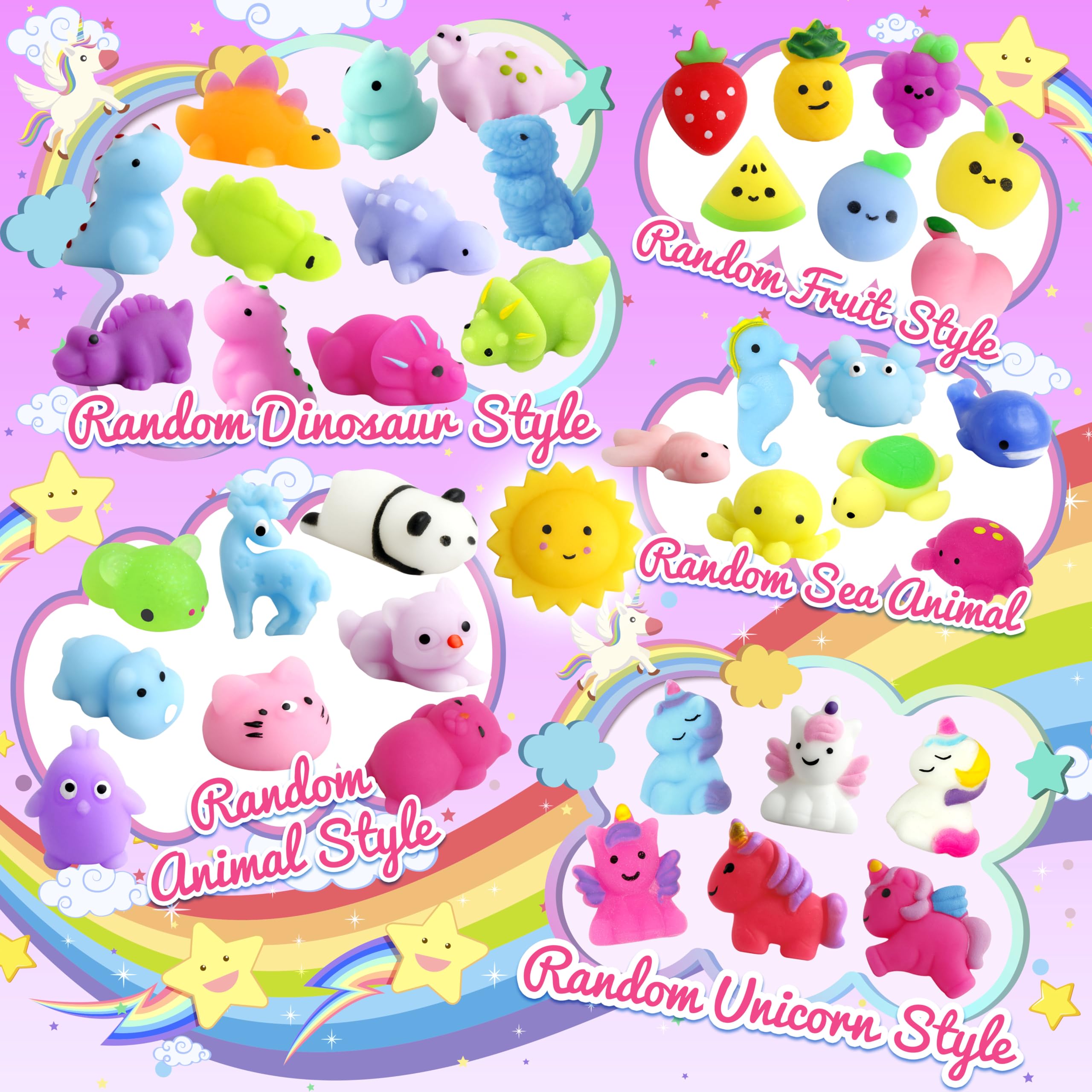 OCTERIC mochi squishies dinosaurs pack for imaginative play and party favors.