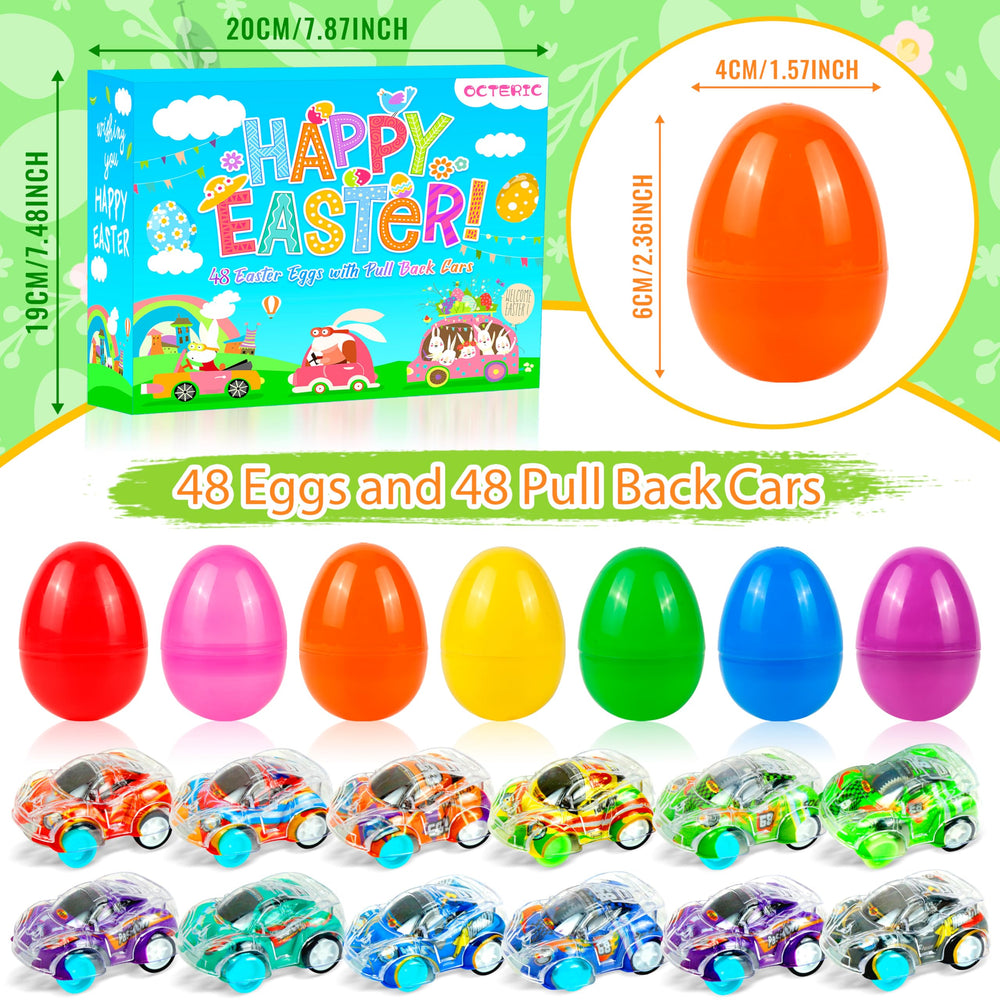 OCTERIC colorful Easter eggs reveal mini pull-back cars for kids