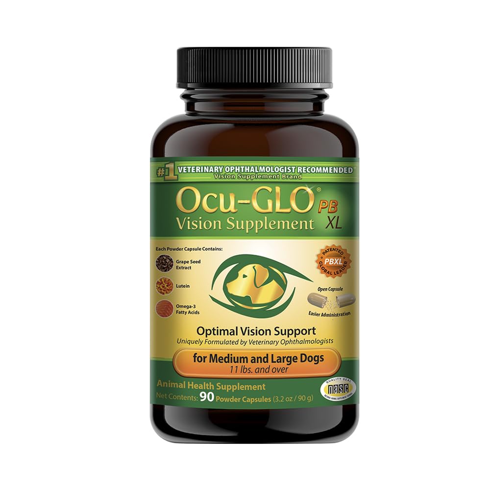 Ocu-GLO PB powder blend poured for easy dosing at mealtime, supporting eye health