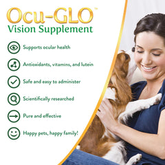 Ocu-GLO soft chew texture close-up, tasty formula designed for smooth daily administration.