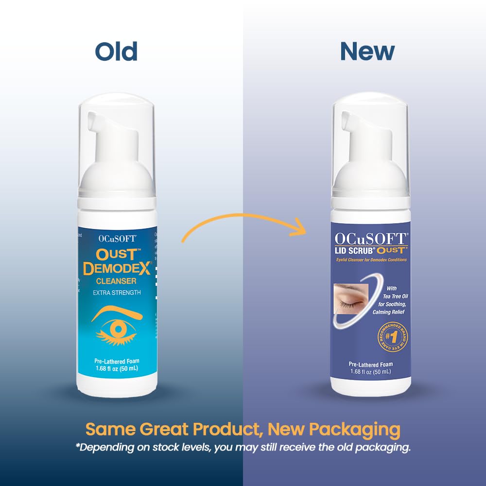 OCuSOFT Oust Demodex Foam Cleanser tea tree oil adds a refreshing cleanse.