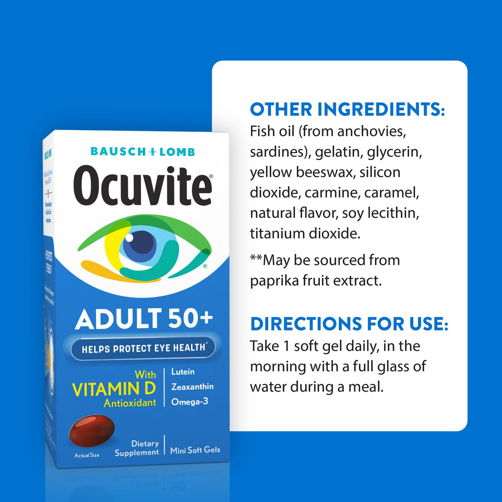 Ocuvite 50+ vitamin and mineral bottle label detail