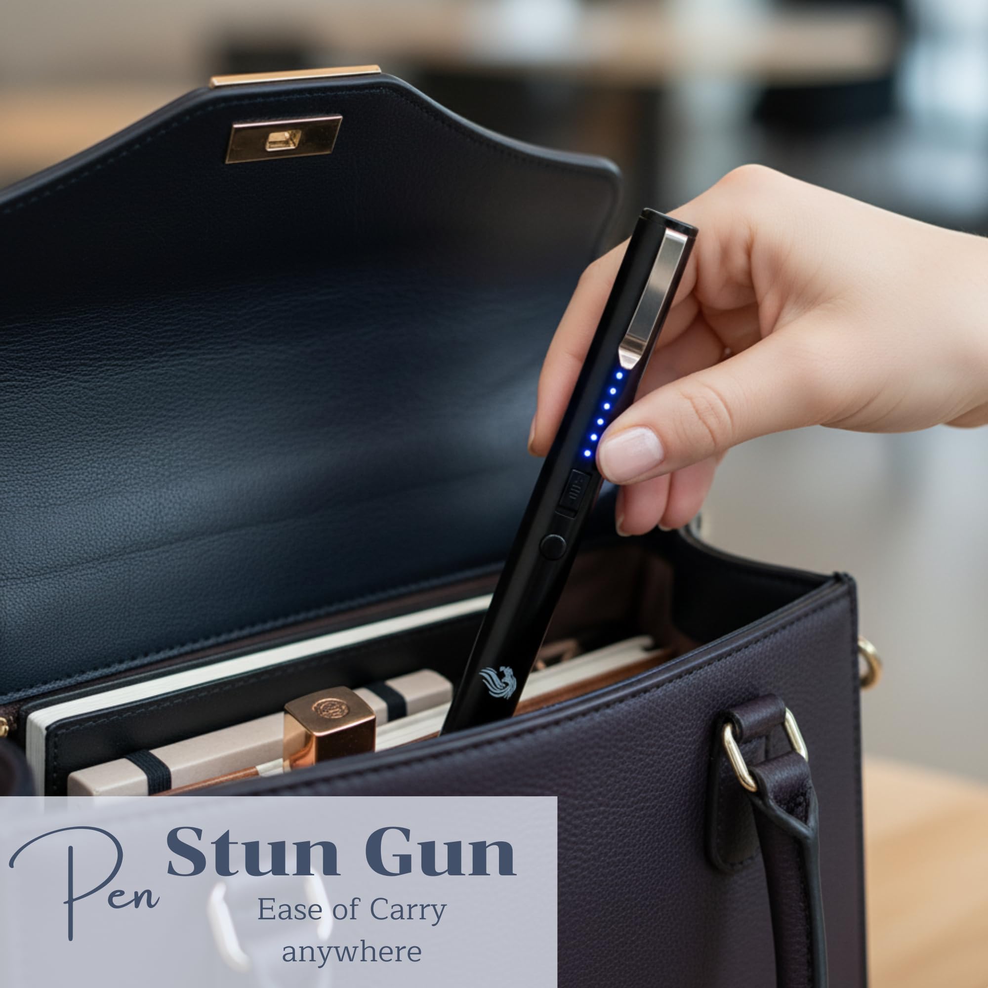 OddsShifter Tactical Stun Pen in black color, low-profile self-defense accessory.