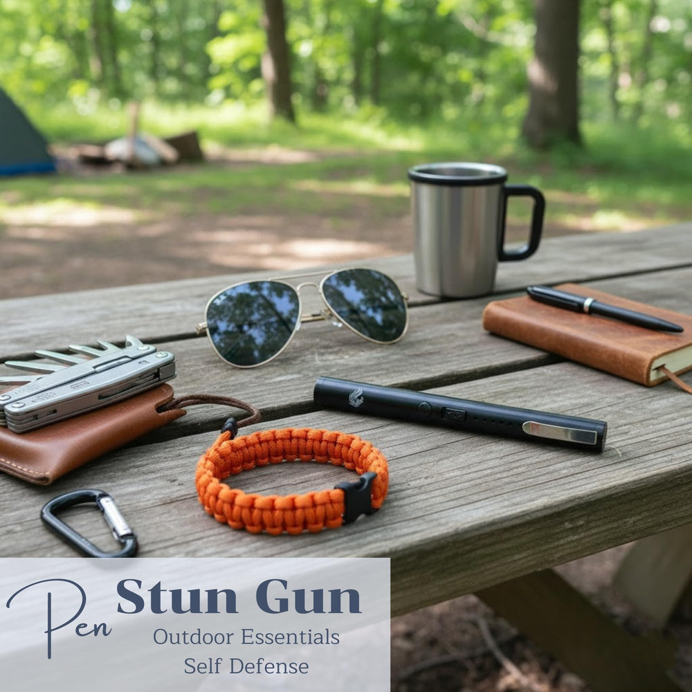OddsShifter Tactical Stun Pen test-fire silhouette illustrating deterrence potential.