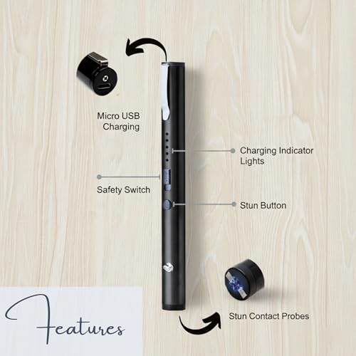 OddsShifter Tactical Stun Pen with USB-C port highlight, easy on‑the‑go charging.