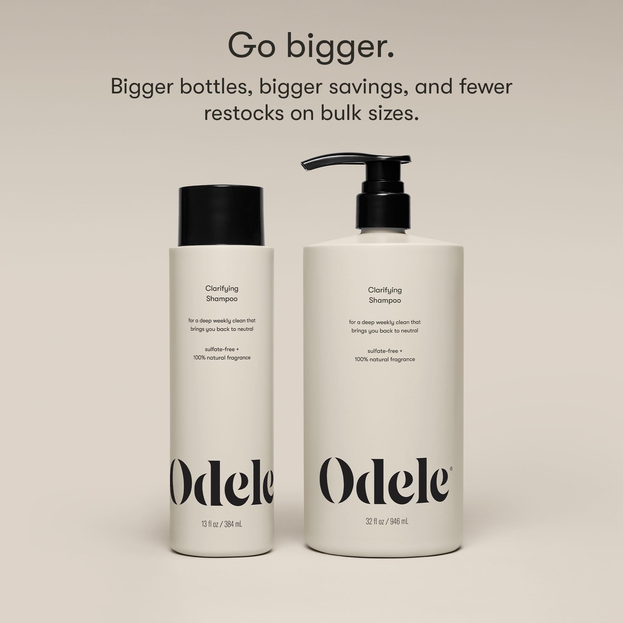 Odele Clarifying Shampoo on wet hair; gentle cleansing for all textures