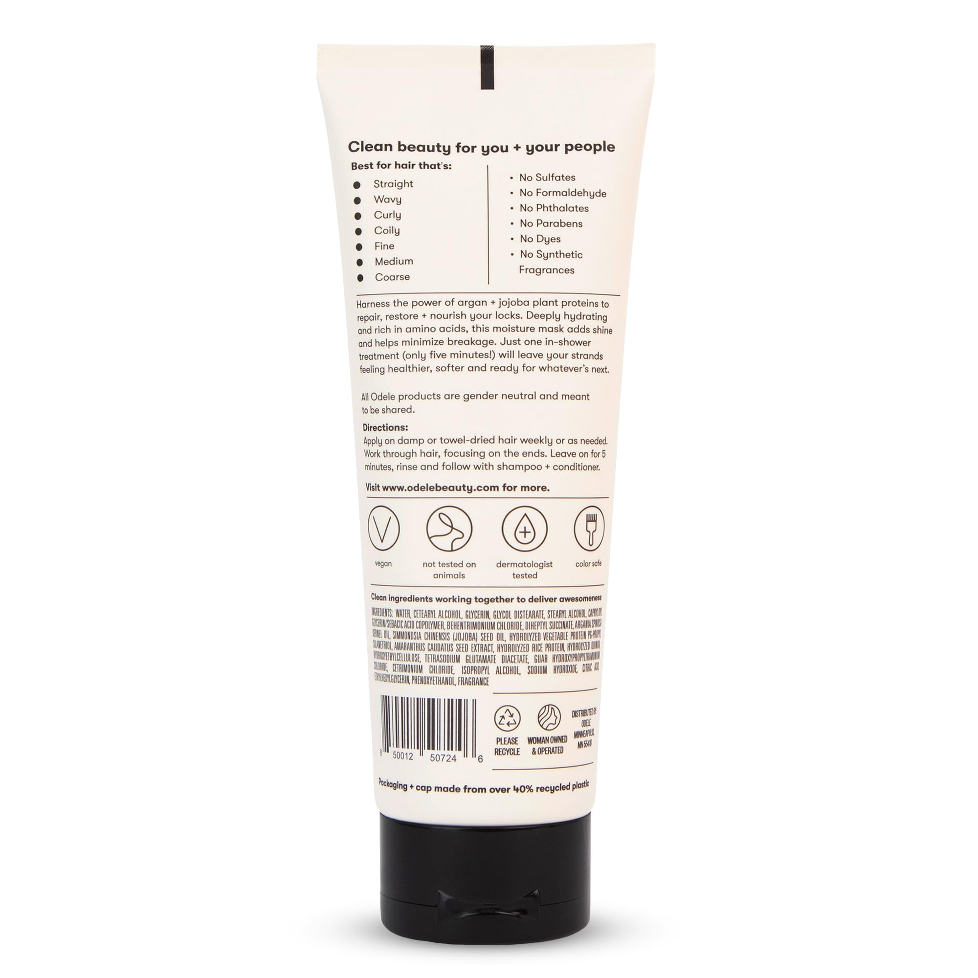 Odele Moisture Hair Mask all hair types, illustrating versatility for every texture.