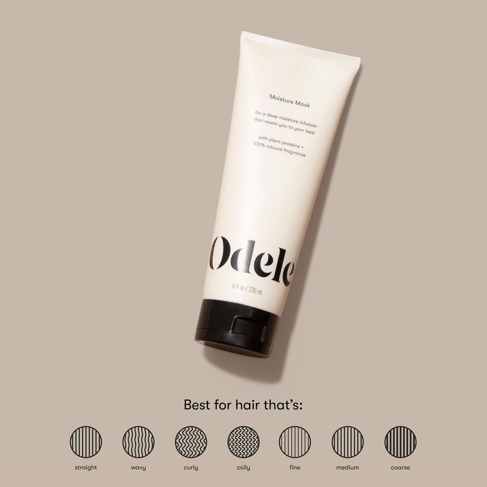 Odele Moisture Hair Mask application on hair demonstrating smoothness and detangling.