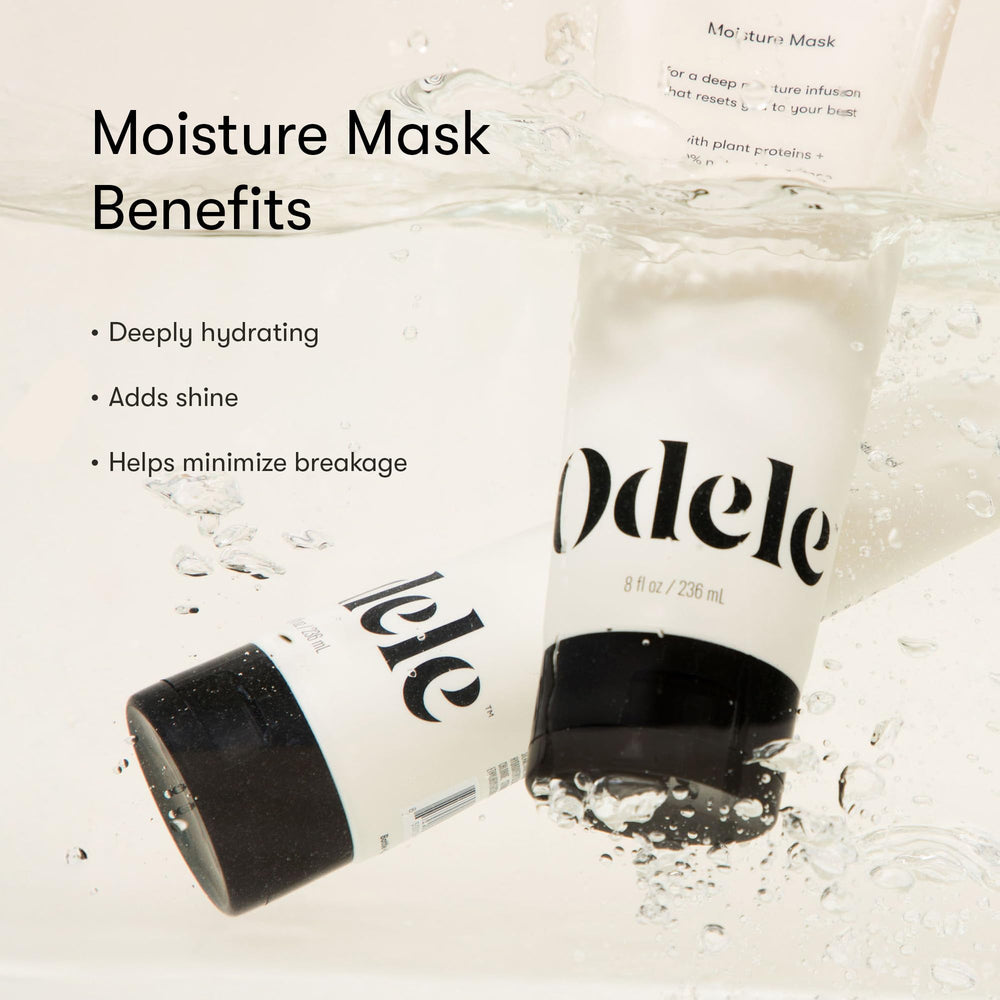 Odele Moisture Hair Mask treatment rinse showing generous product spread and rinse.