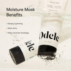 Odele Moisture Hair Mask treatment rinse showing generous product spread and rinse.