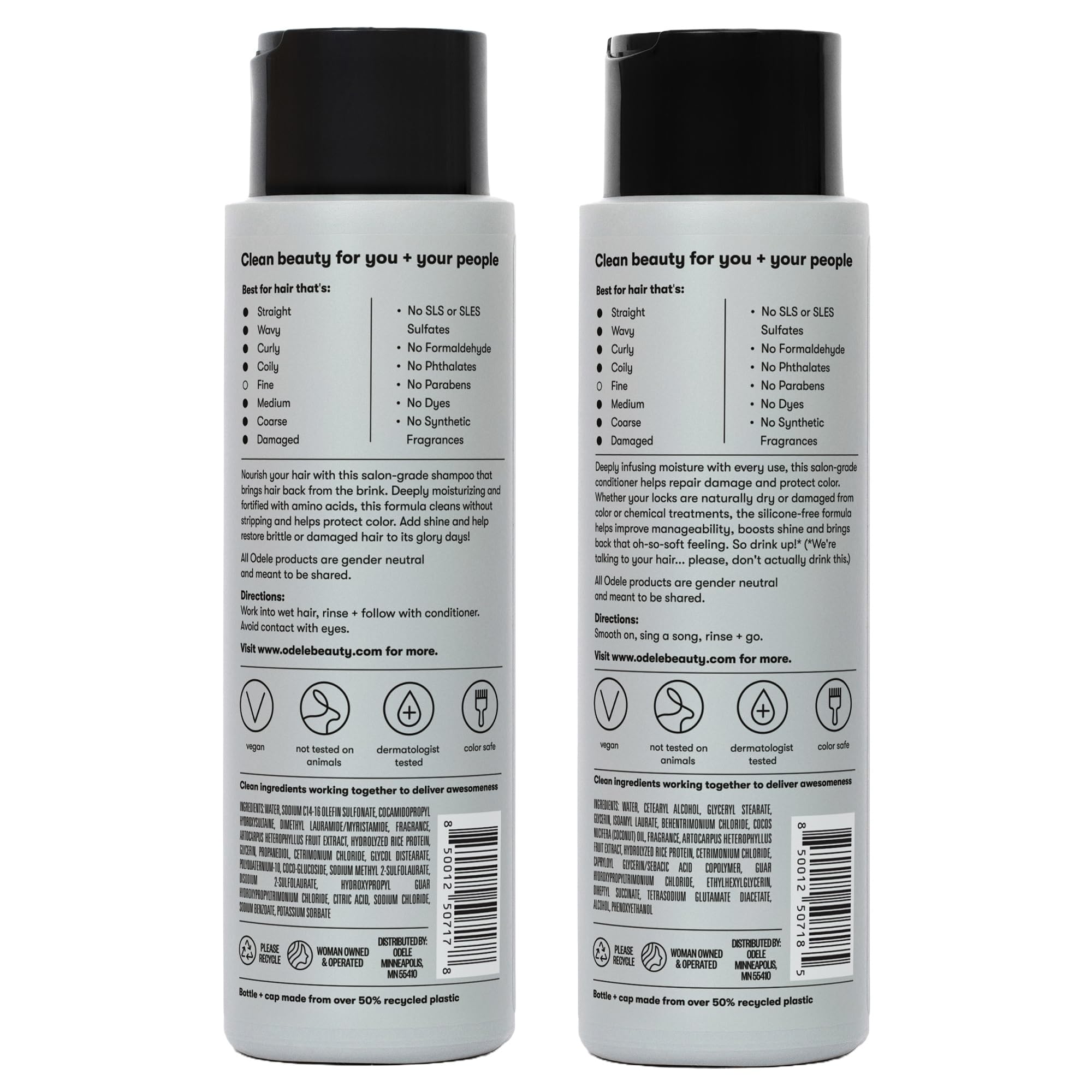 Odele Moisture Repair sulfate-free formula shown on packaging.