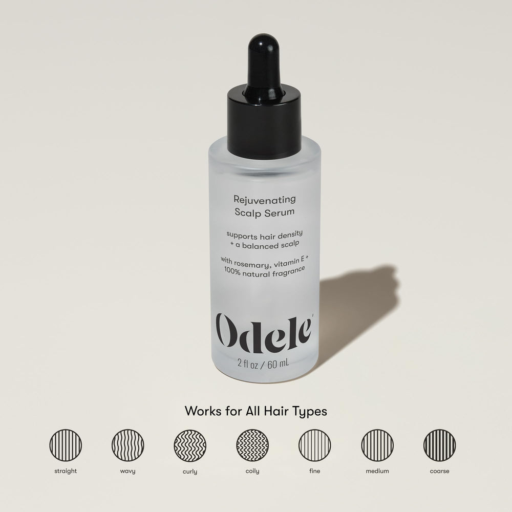 Odele Rejuvenating Scalp Serum pea peptides visual captures fuller-looking hair texture.