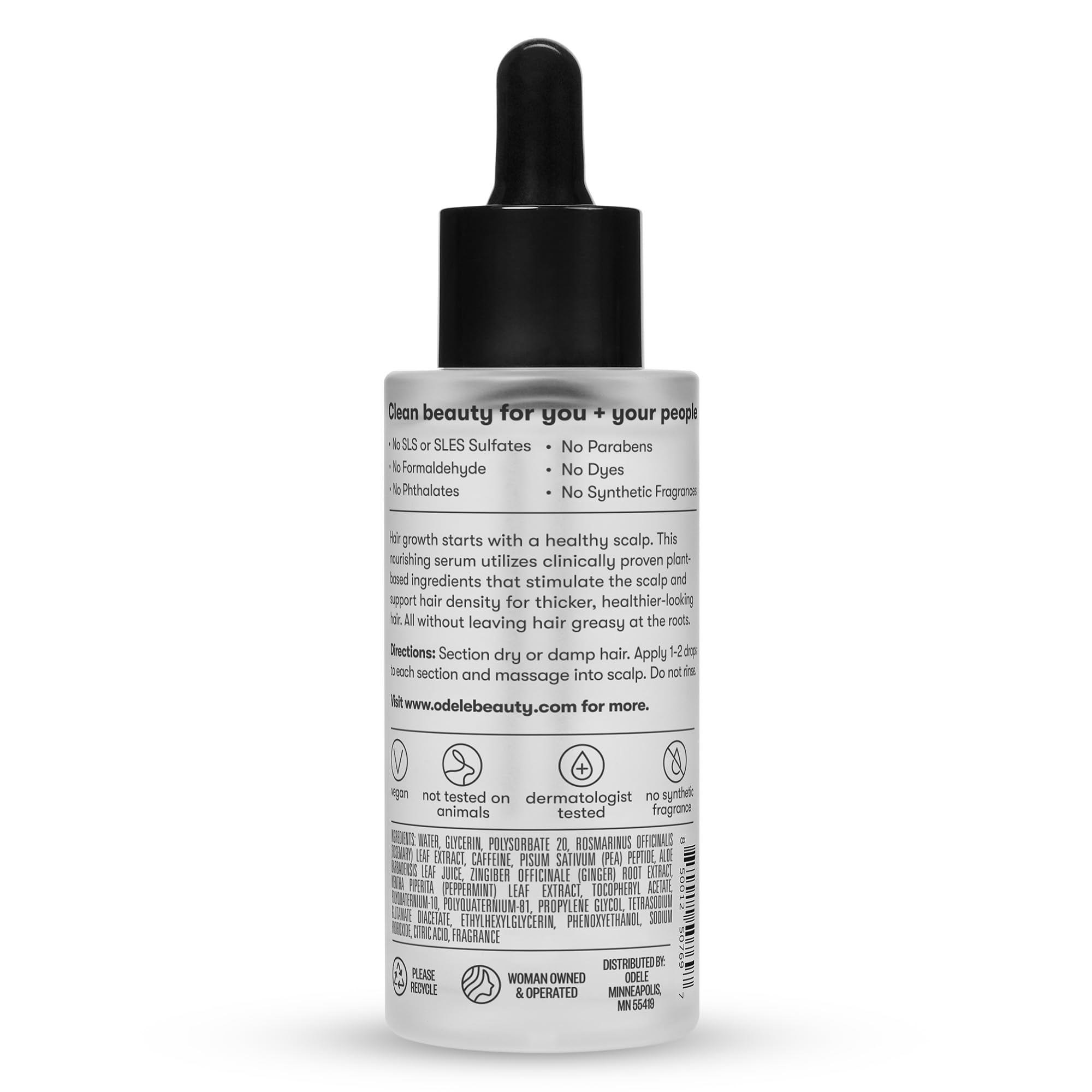 Odele Rejuvenating Scalp Serum all-skin-types usage shows universal suitability.