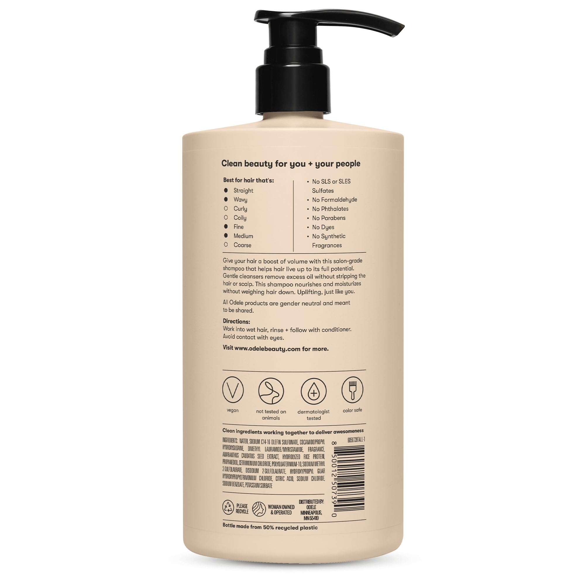 Odele Volumizing Shampoo ingredient rice protein closeup highlights nourishing properties