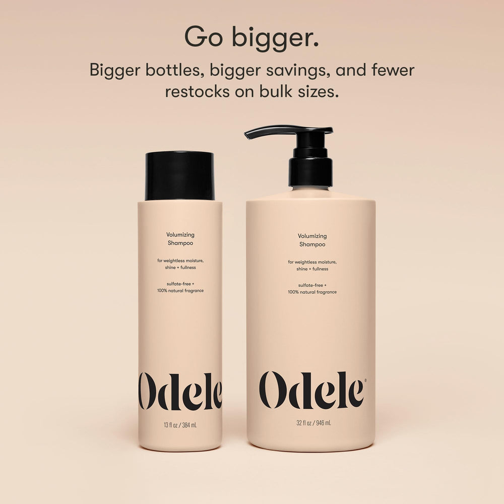 Odele Volumizing Shampoo styling result shows added shine and fullness