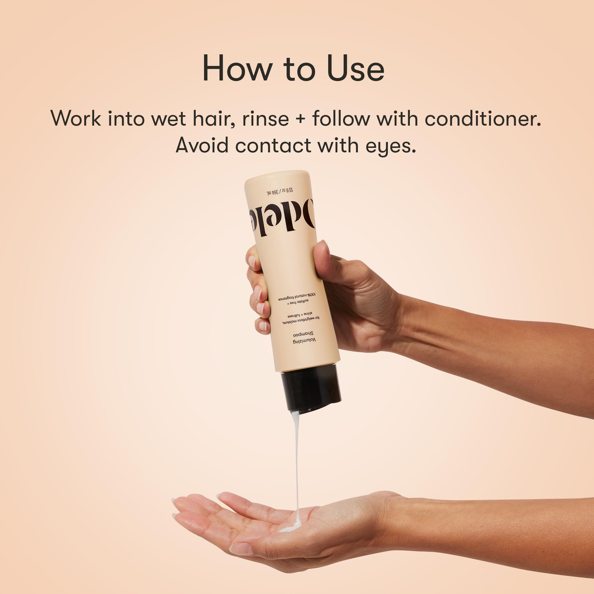 Odele Volumizing Shampoo texture closeup hints lightweight hydration for fine hair
