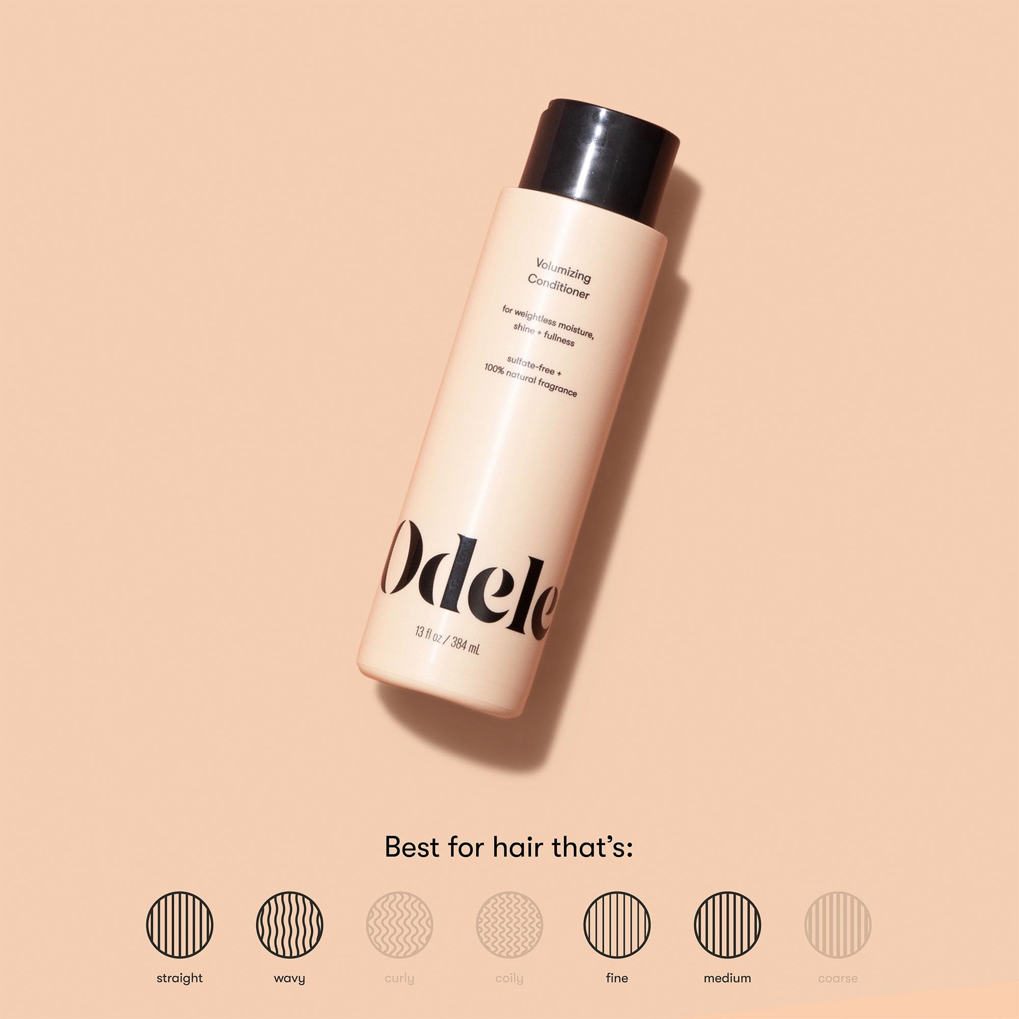 Odele Volumizing Conditioner boosts fullness and body in hair.