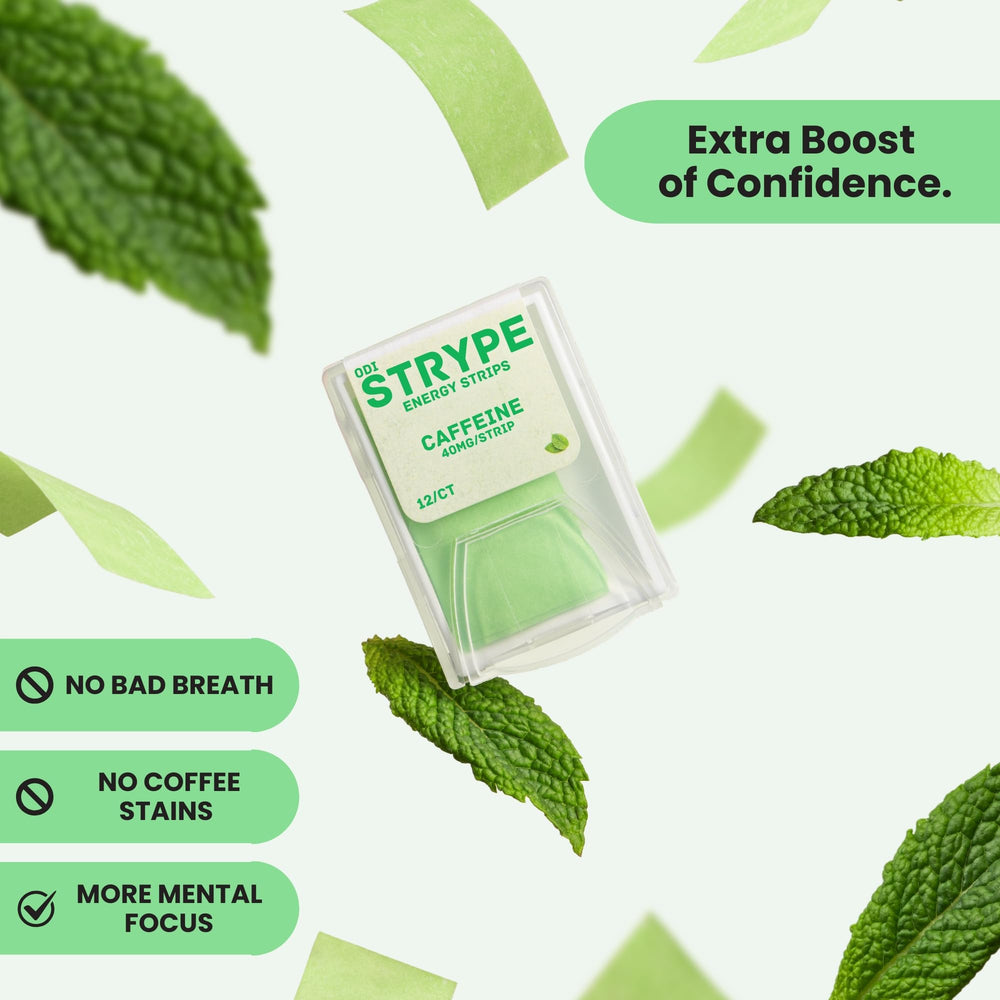 ODiSTRYPE Energy Strips back panel highlights dosage flexibility.