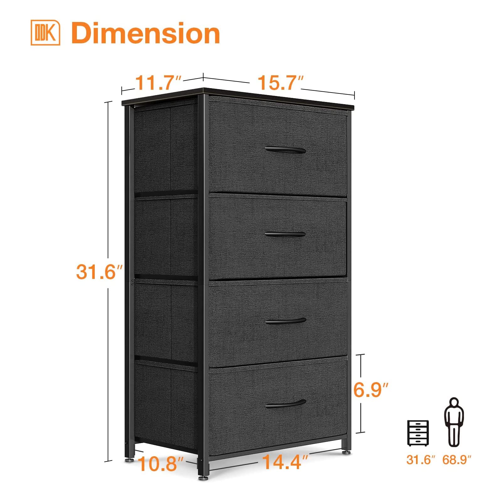 ODK dresser displays a sturdy X-Crossbar design for added stability.