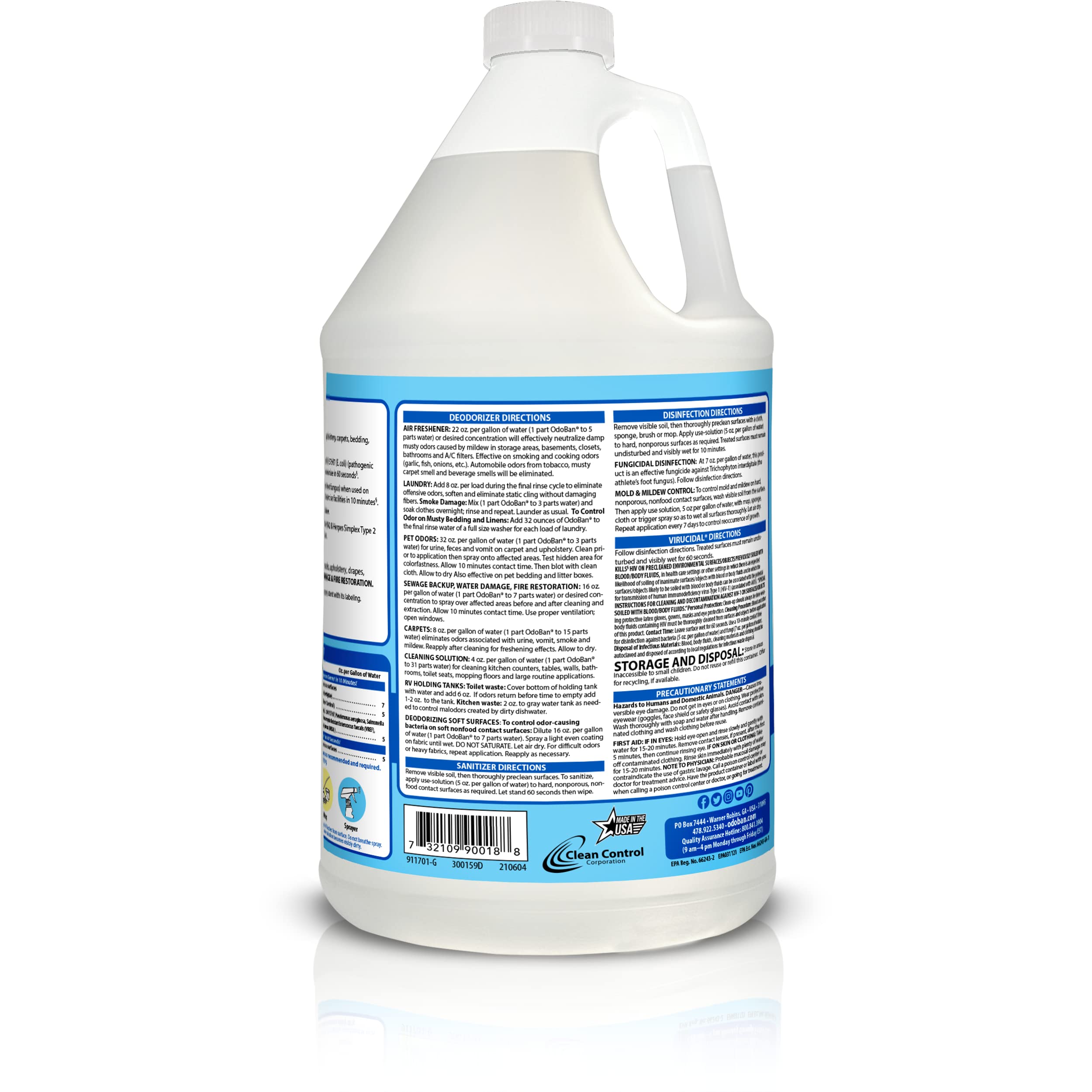 OdoBan concentrate being poured for dilution before cleaning tasks.