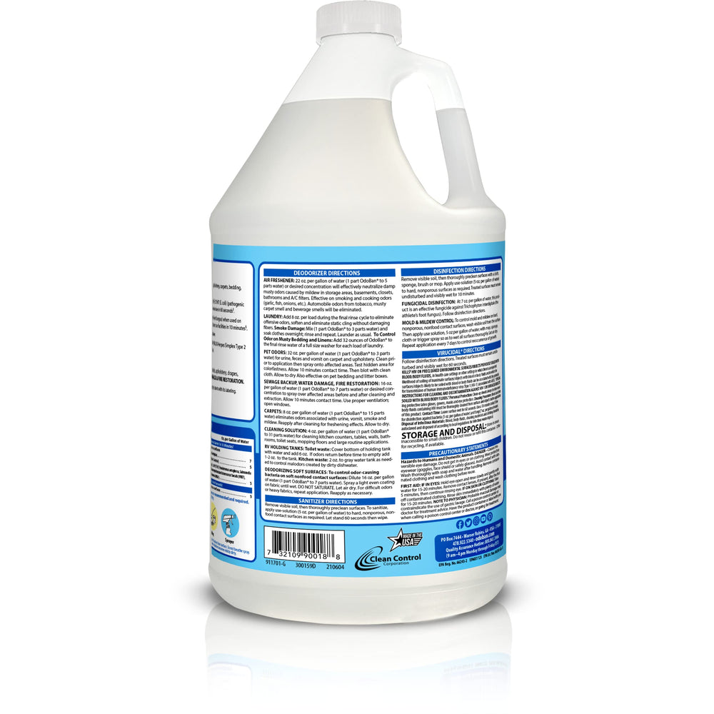 OdoBan concentrate being poured for dilution before cleaning tasks.