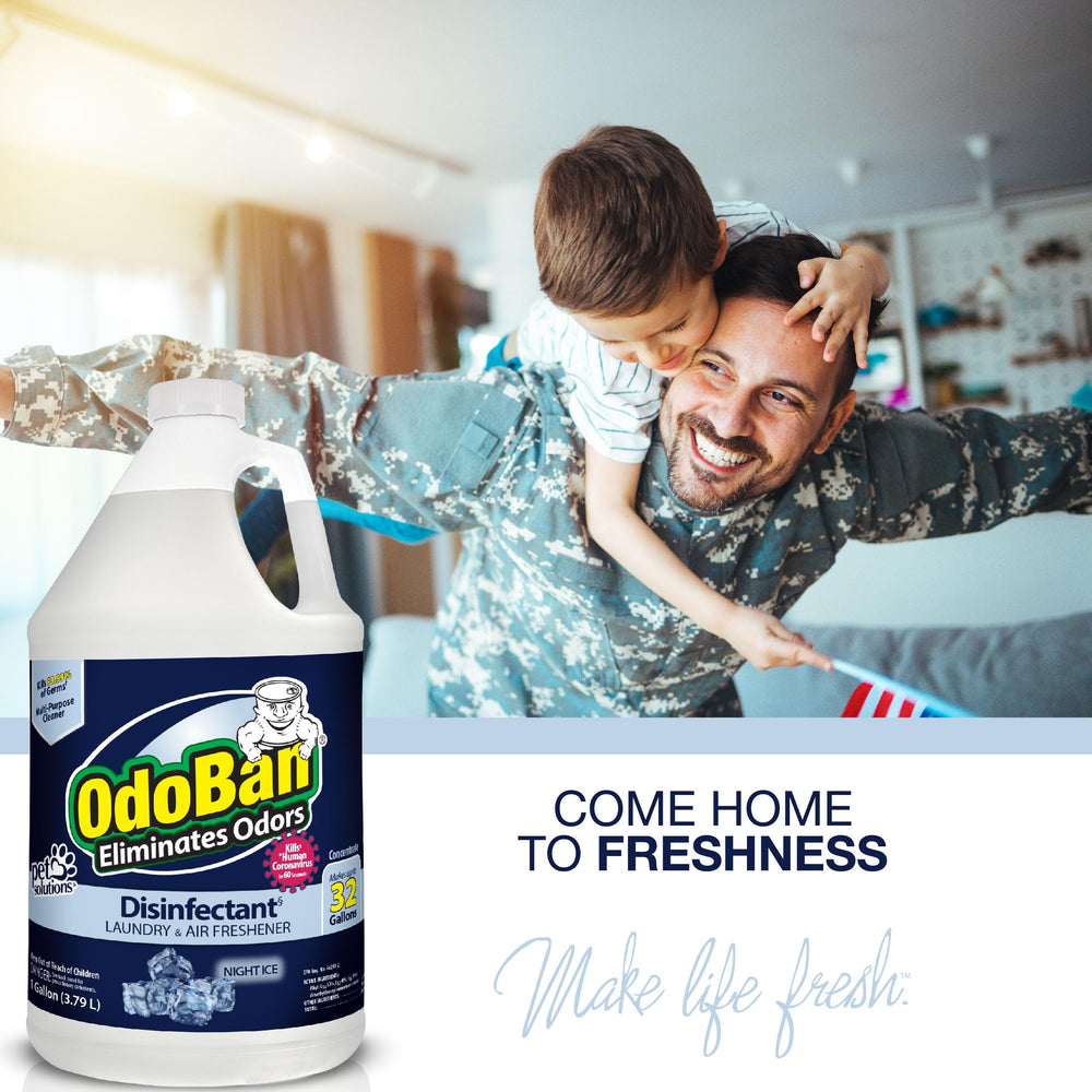 OdoBan Night Ice laundry refresher brightens fabrics in washing.