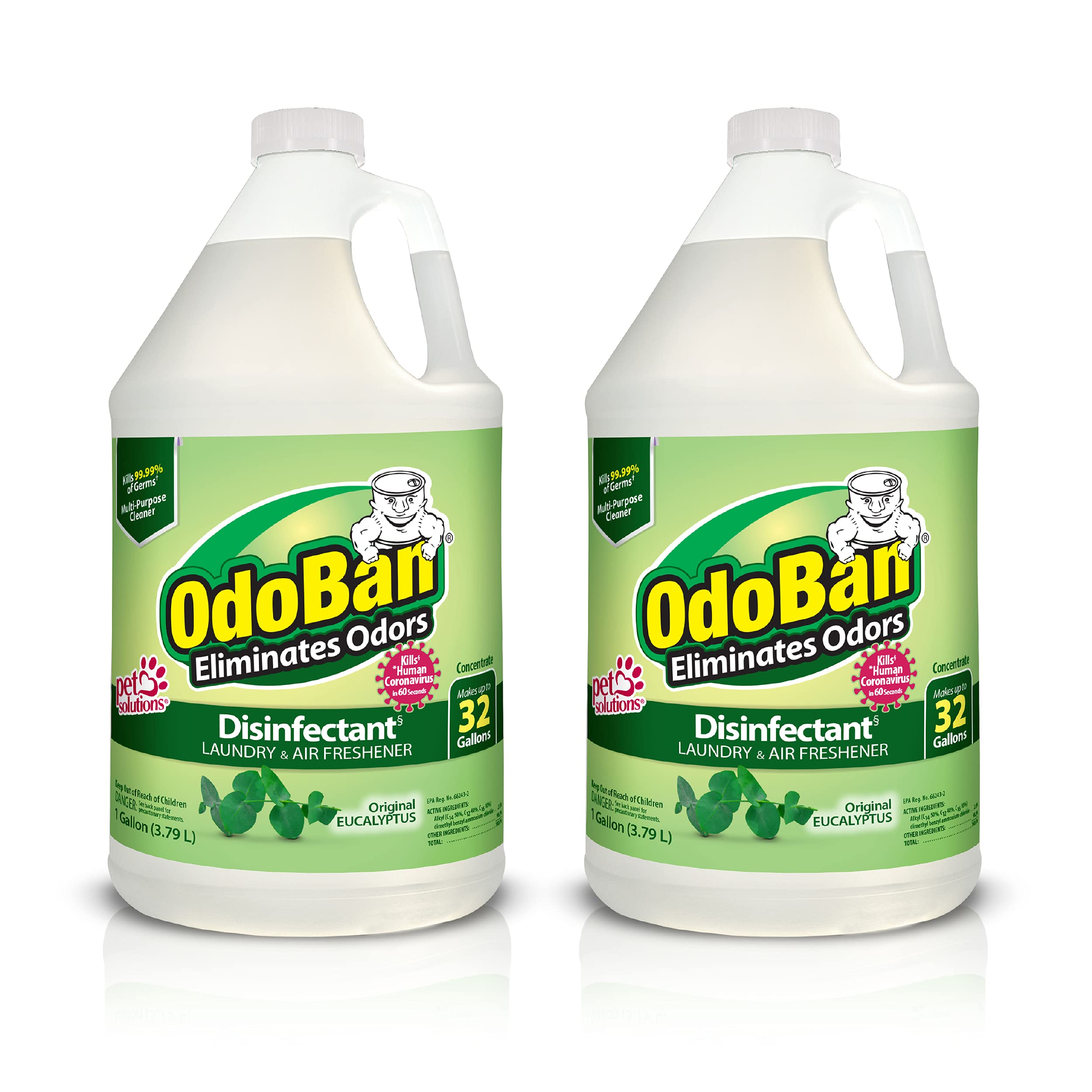 OdoBan original eucalyptus bottle pour demonstrates easy measurement for multi-surface cleaning.