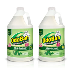 OdoBan original eucalyptus bottle pour demonstrates easy measurement for multi-surface cleaning.