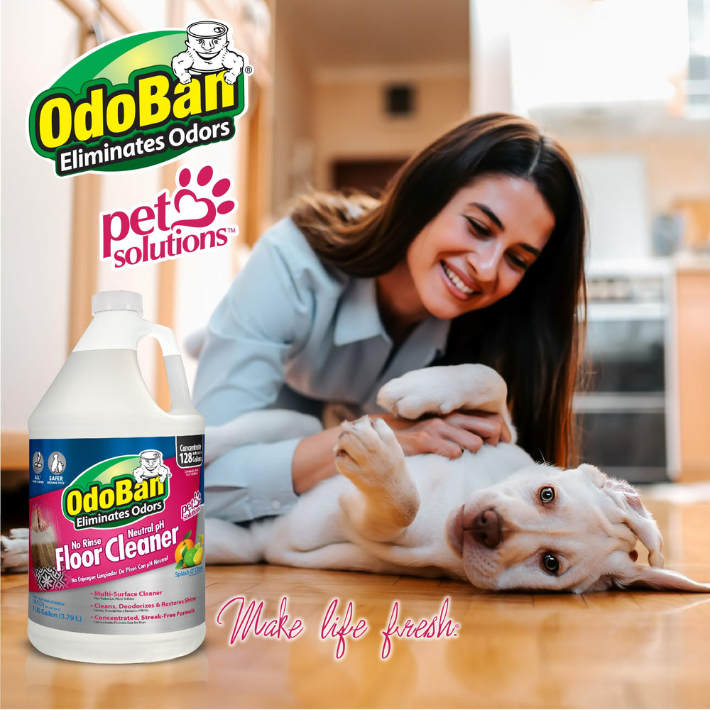 Citrus scented floor cleaner providing a fresh aroma during mopping.