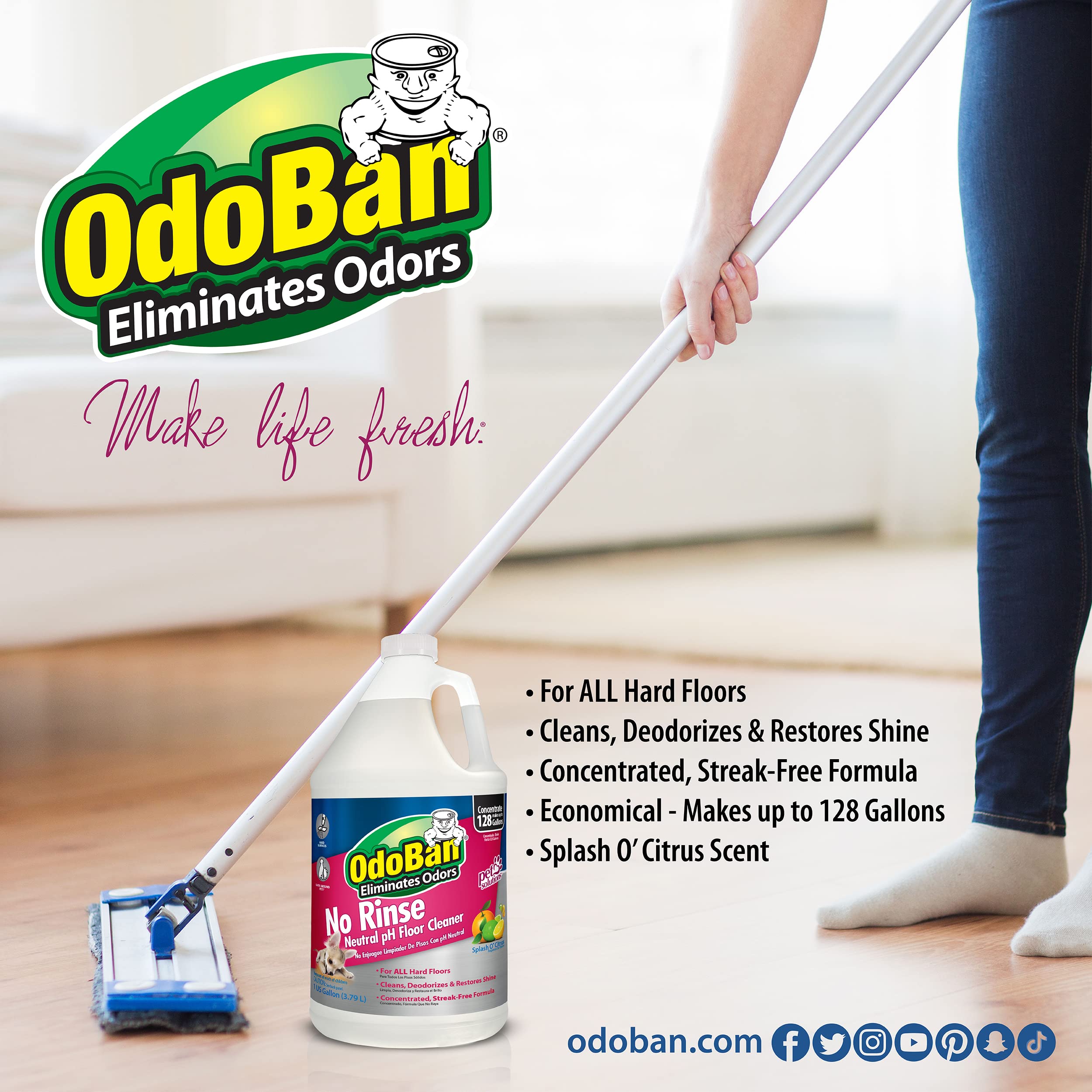 OdoBan floor cleaner concentrate jar with cap for simple dilution.
