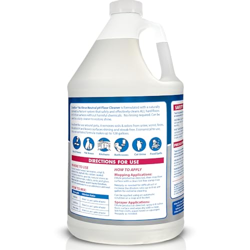 Neutral pH floor cleaner formula suitable for sealed surfaces like wood.