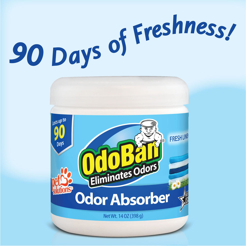 OdoBan solid odor absorber linen jar in bathroom maintains a clean aroma.