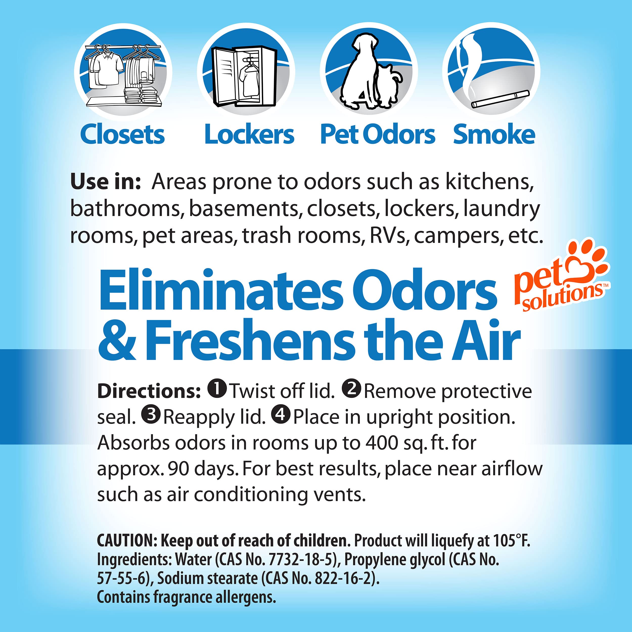 OdoBan solid odor absorber linen jar near trash bin reduces lingering smells.