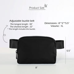 ODODOS unisex black fanny pack perfect for phones, wallet, and keys.