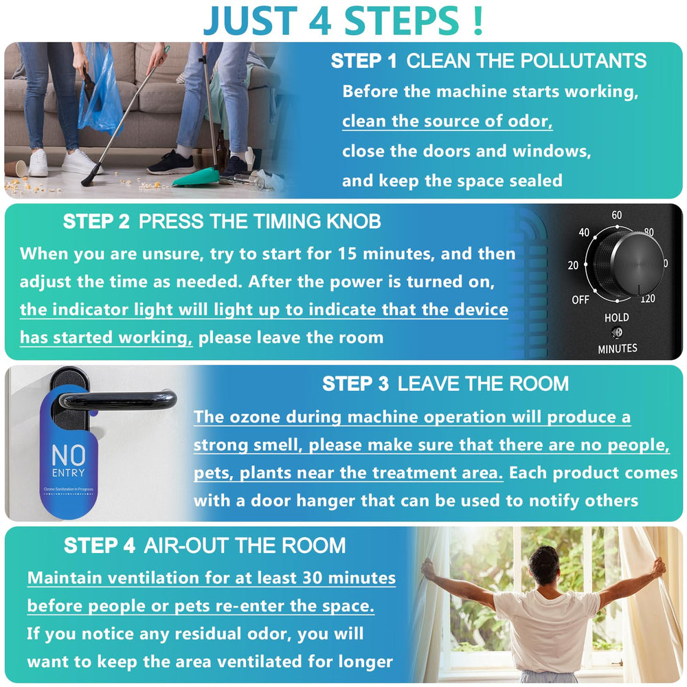 ODUOD ozone generator portable design enables easy room-to-room use
