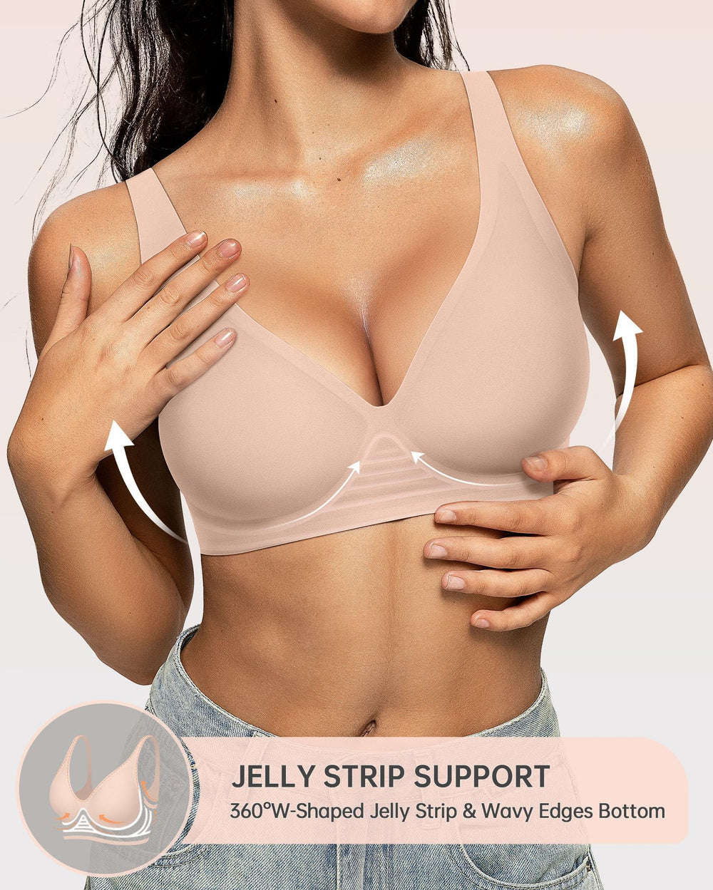 OEAK full-support 3D jelly band delivers lift without wires.