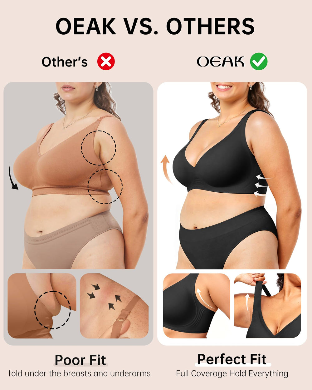 OEAK Wide side jelly-band design smooths the silhouette