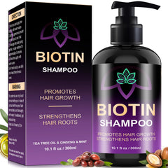 Oely Biotin Hair Growth Shampoo bottle promotes thicker, fuller-looking hair.