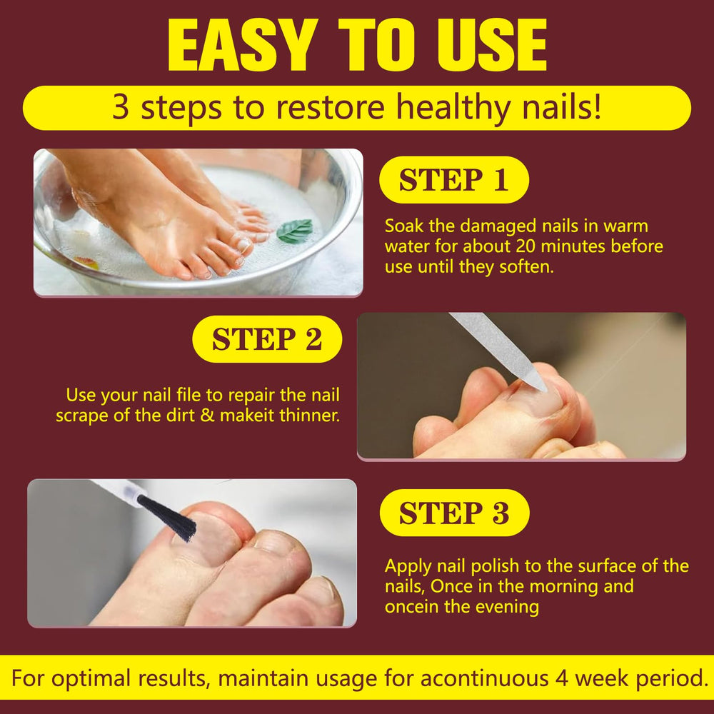 Daily application steps demonstrated on the nail surface
