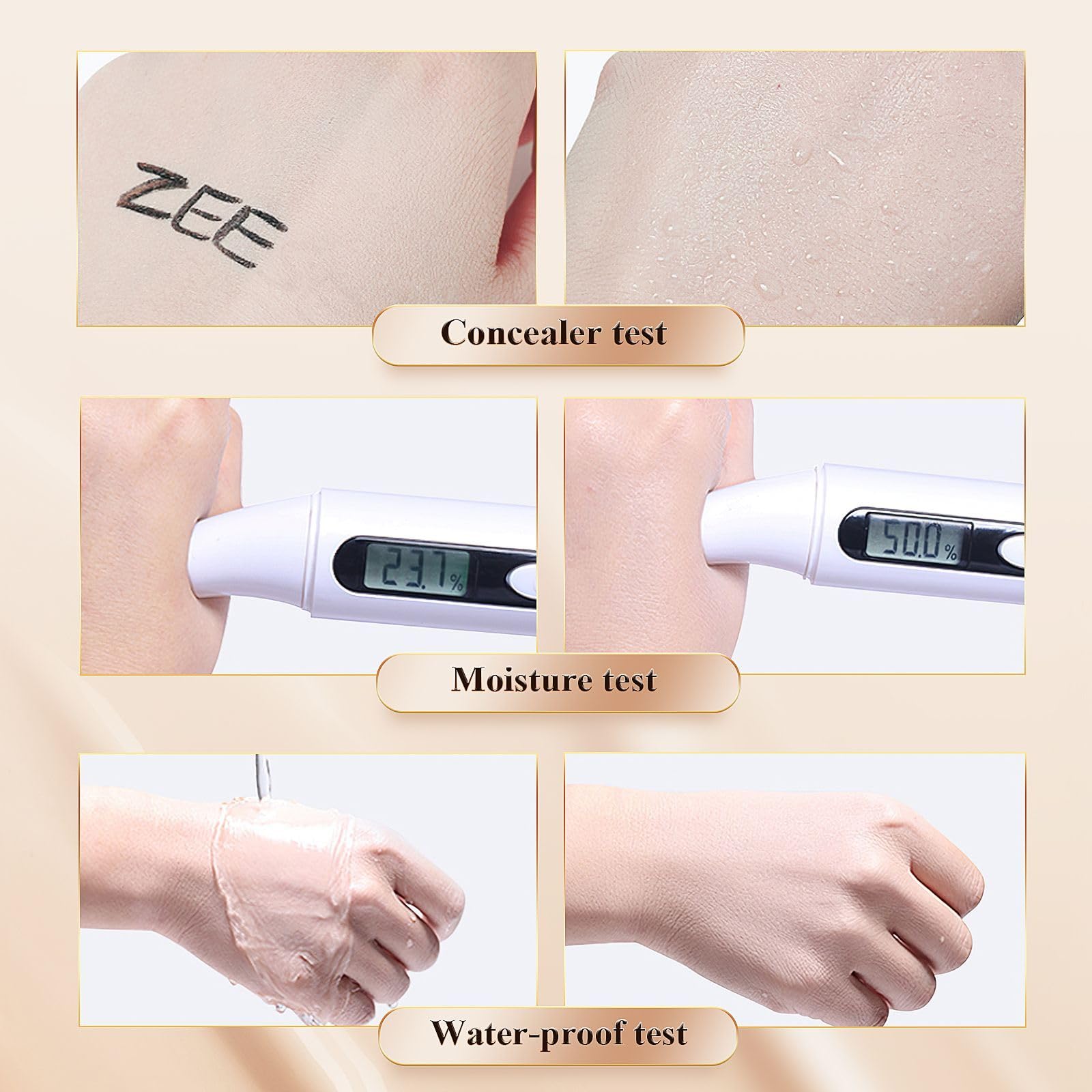OETUIOW Stamp-and-pat application technique close-up for seamless makeup.